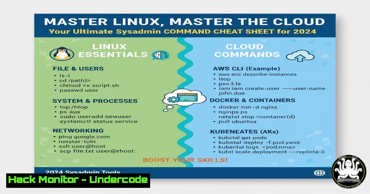 UndercodeUpdate's tweet card. Master Linux, Master the Cloud: Your Ultimate Sysadmin Command Cheat Sheet for 2024 - "Undercode Testing": Monitor hackers like a pro. Get real-time updates,