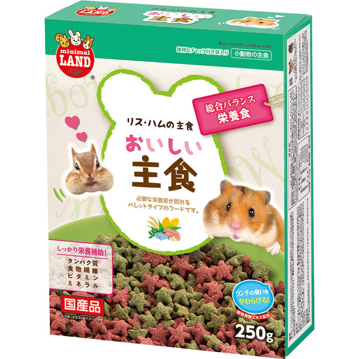 officelypet's tweet card. 毎日の主食に最適な総合バランスフードリス・ハムスターに不足しがちな野菜やミネラル・カルシウム・ビタミンを含んだバランス食品です。主食として毎日お与えください。生産地 日本サイズ パッケージサイズ：W140×H180×D50mm/重量290g素材 ＜原材料＞トウモロコシ、小麦粉、脱脂大豆粕、アルファルファミール、ふすま、チキンミール、魚粉、大豆発酵抽出物＜保証成分＞粗タンパク質30.0％以上、...