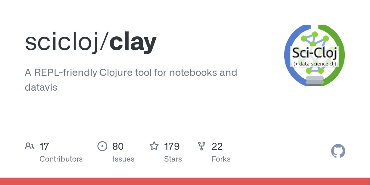 daslu_'s tweet card. A REPL-friendly Clojure tool for notebooks and datavis - scicloj/clay