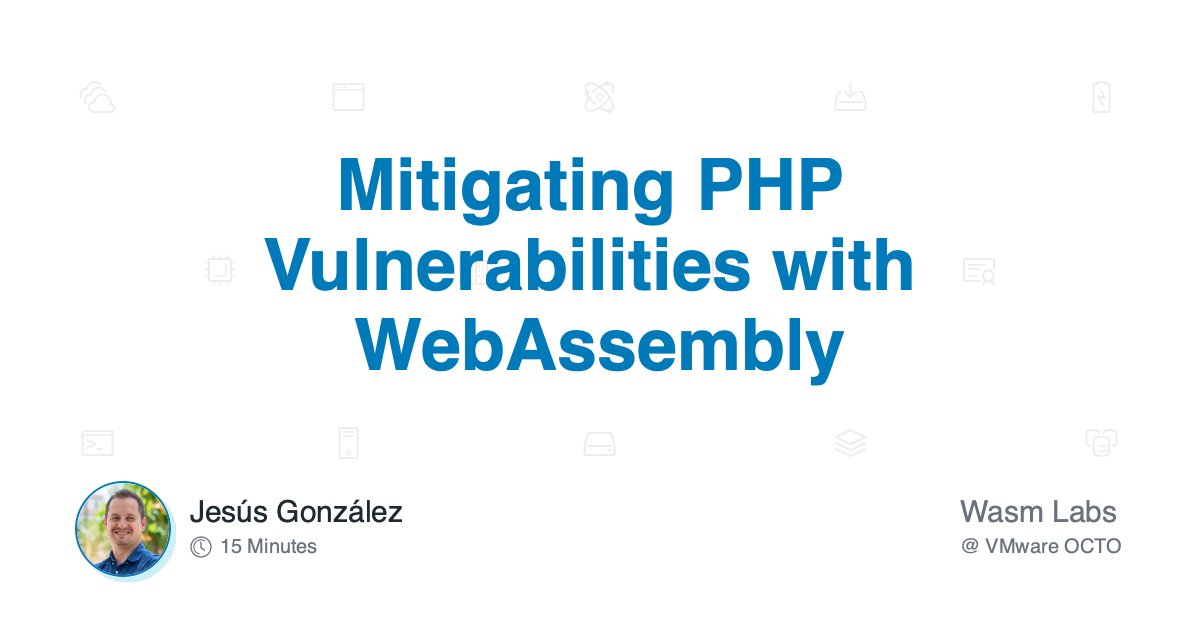 simplecoding's tweet card. Explore how certain vulnerabilities can be mitigated by sandboxing PHP into a WebAssembly runtime.