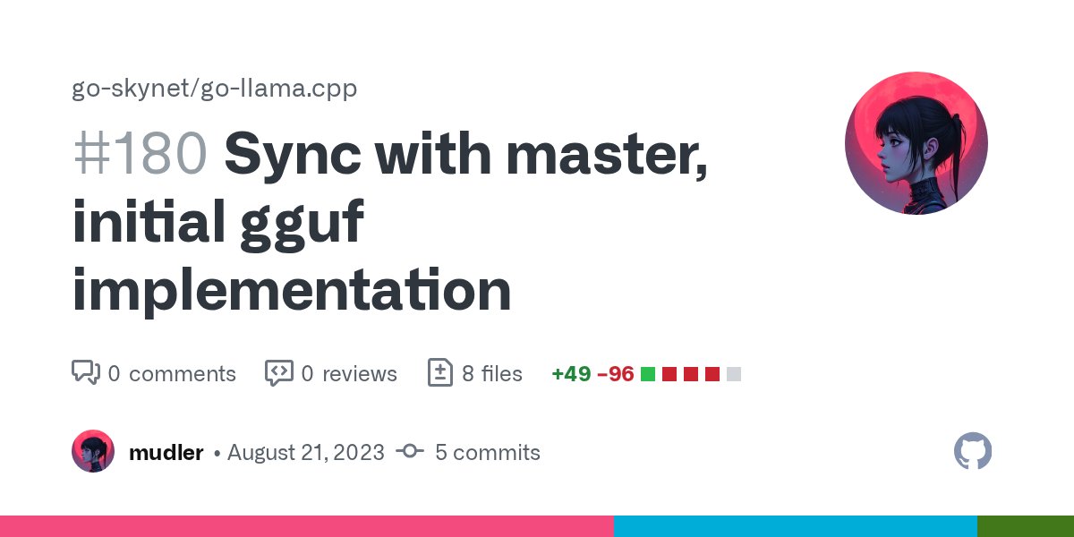 mudler_it's tweet card. ggml-org/llama.cpp#2398 has been just merged - this is a first attempt to adapt bindings to use gguf (et all). Currently there are no models converted to gguf - so the CI will break.