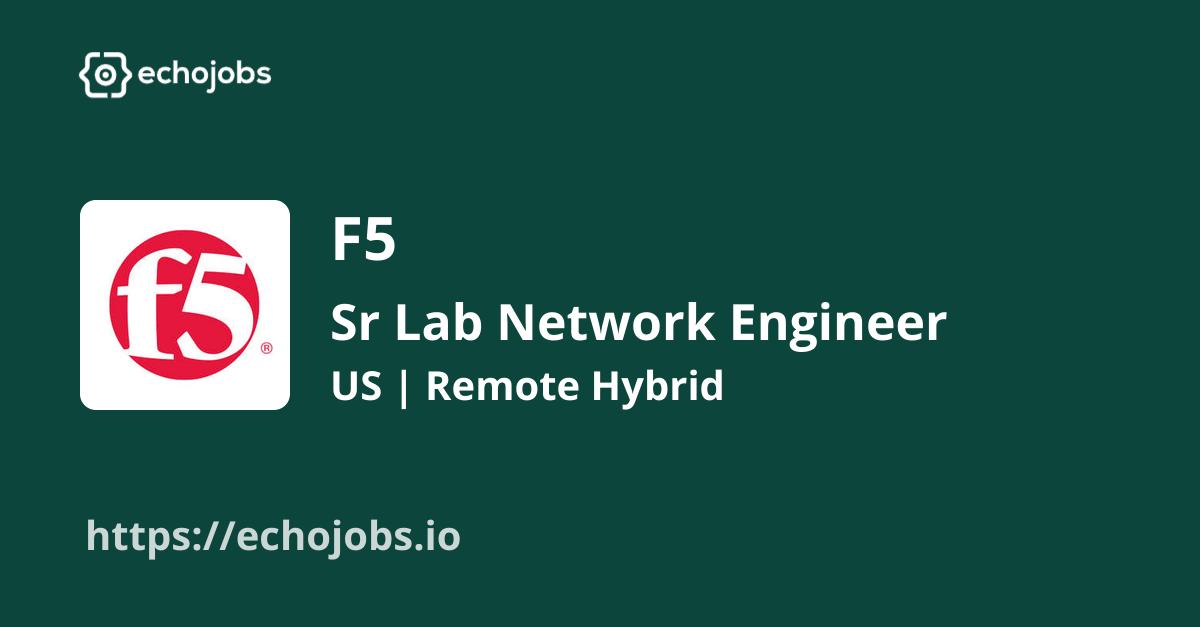 echojobs__io's tweet card. F5 is hiring Sr Lab Network Engineer. Skills wanted: PostgreSQL, MySQL, Python, Bash, Perl, AWS, Azure. Work locations: US, Remote Hybrid.