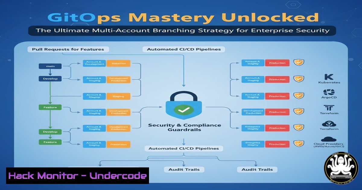 UndercodeUpdate's tweet card. GitOps Mastery Unlocked: The Ultimate Multi-Account Branching Strategy for Enterprise Security - "Undercode Testing": Monitor hackers like a pro. Get