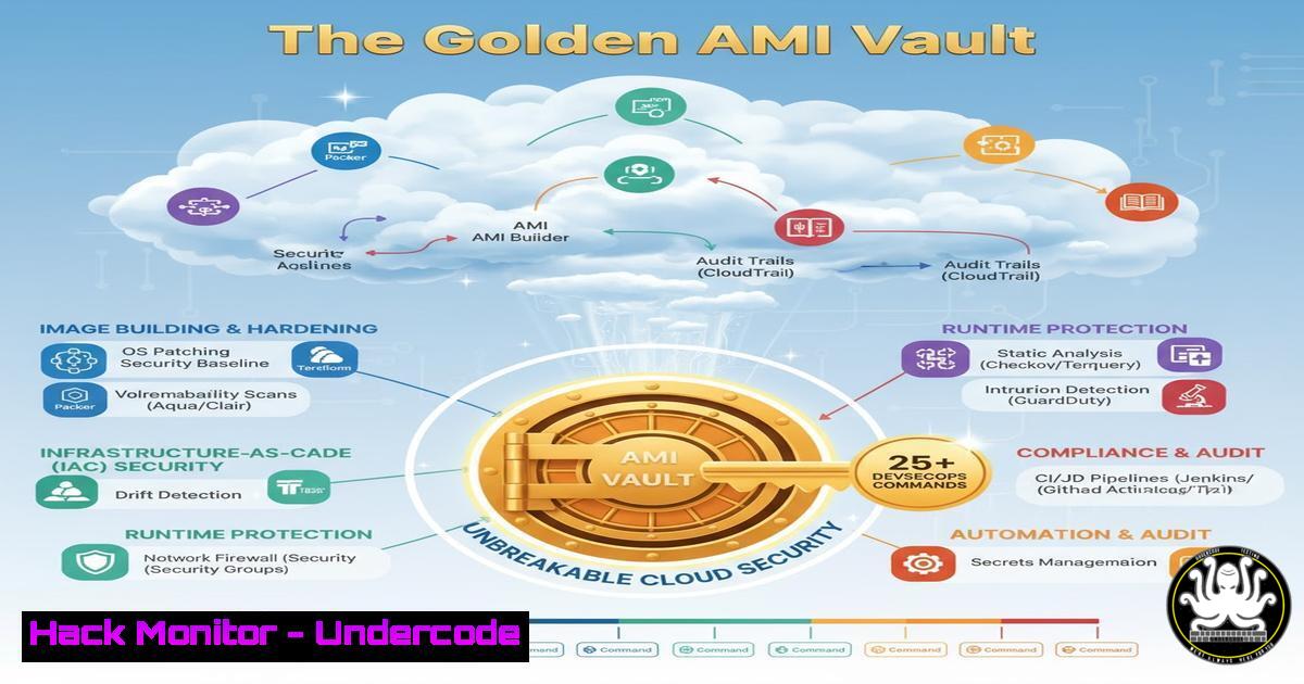 UndercodeUpdate's tweet card. The Golden AMI Vault: Unlocking Unbreakable Cloud Security with 25+ DevSecOps Commands - "Undercode Testing": Monitor hackers like a pro. Get real-time