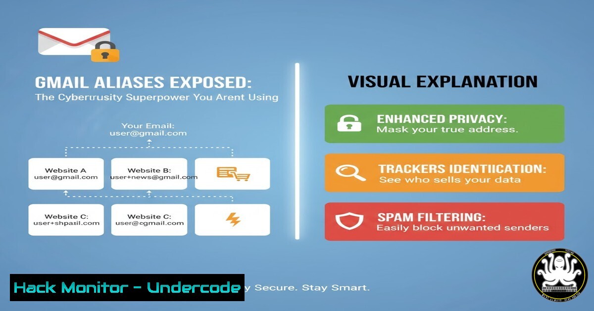 UndercodeUpdate's tweet card. Gmail Aliases Exposed: The Cybersecurity Superpower You Aren't Using - "Undercode Testing": Monitor hackers like a pro. Get real-time updates, AI-powered