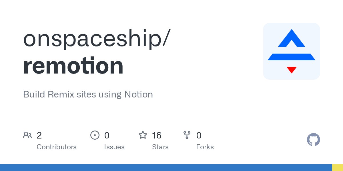 spaceshipdotrun's tweet card. Build Remix sites using Notion. Contribute to onspaceship/remotion development by creating an account on GitHub.