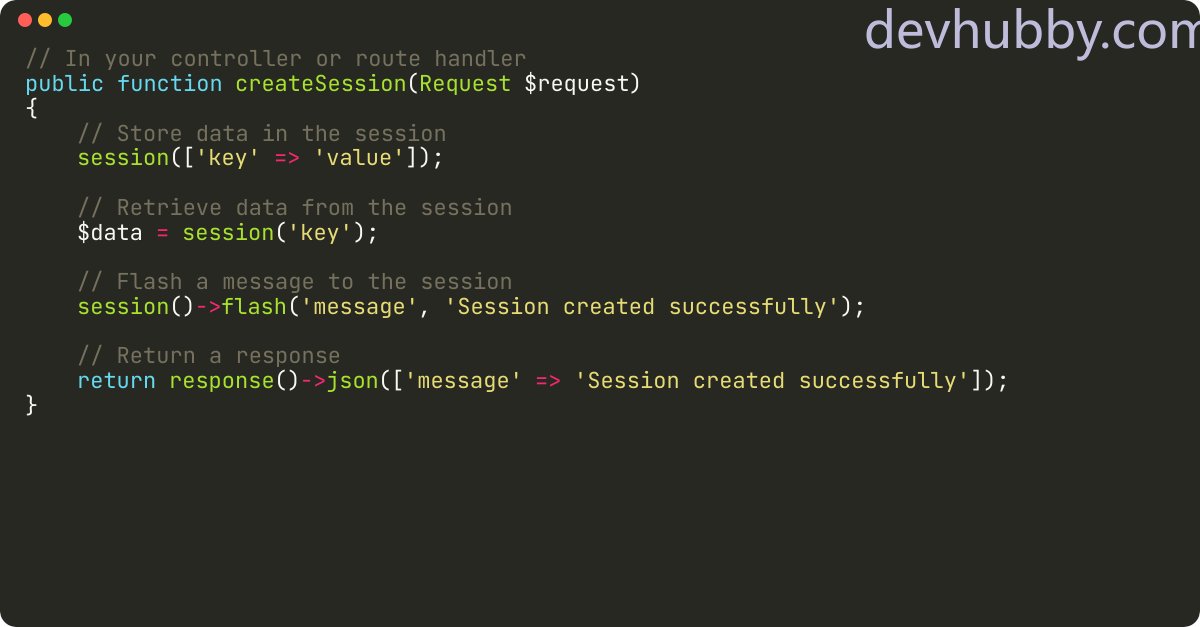 devhubbycom's tweet card. How to create new session in laravel?