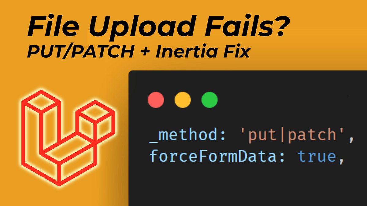 LaravelLinks's tweet card. You are building your Laravel app with Inertia.js, everything works perfectly until you try to update a record with a file upload. Text…