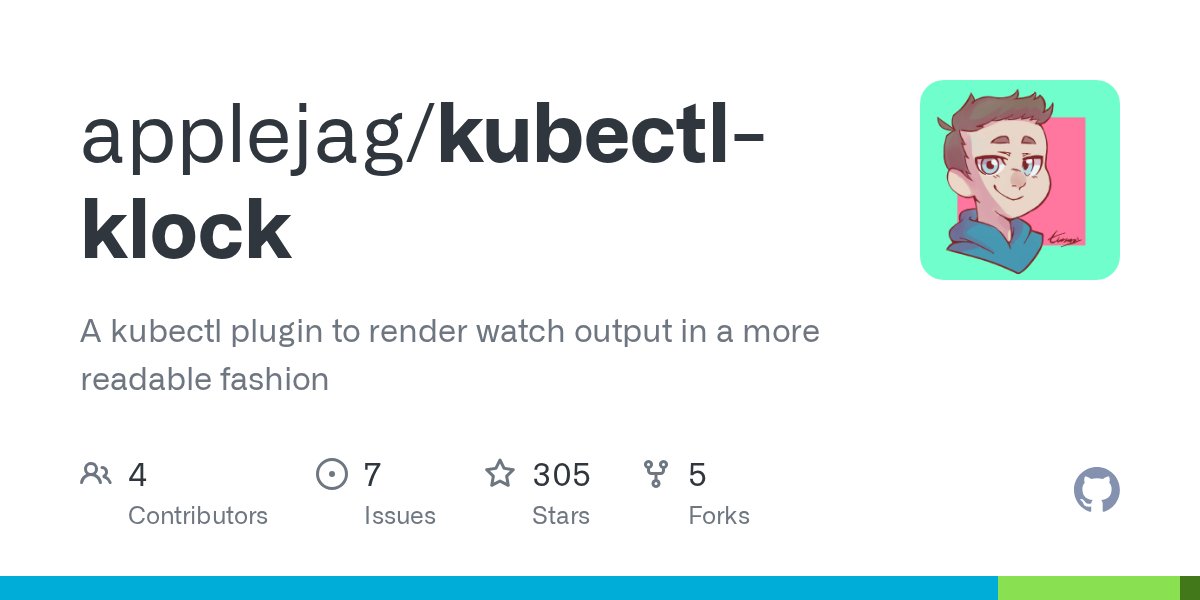 learnk8s's tweet card. A kubectl plugin to render watch output in a more readable fashion - applejag/kubectl-klock