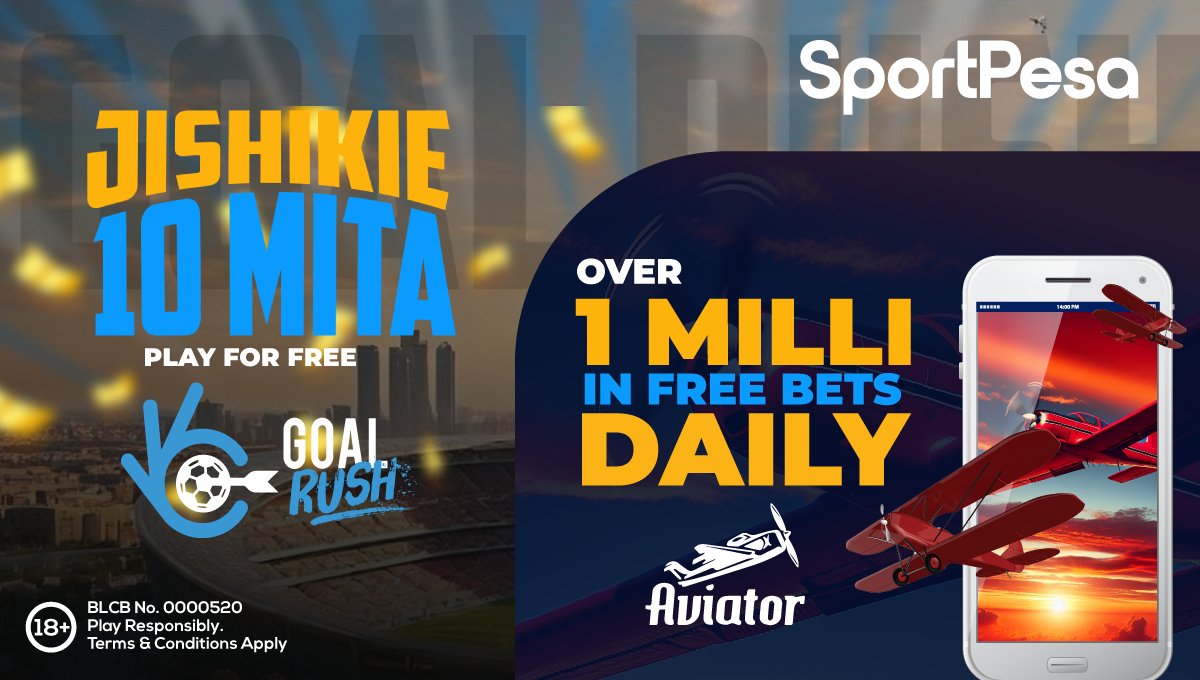dataphile_joe's tweet card. Get down to business, May inakupelekaje? Tuko na Over 1 Milli Daily Aviator Free Bets, also PREDICT the 3 #SportPesaGoalRush Games for FREE, ushinde 10 million!