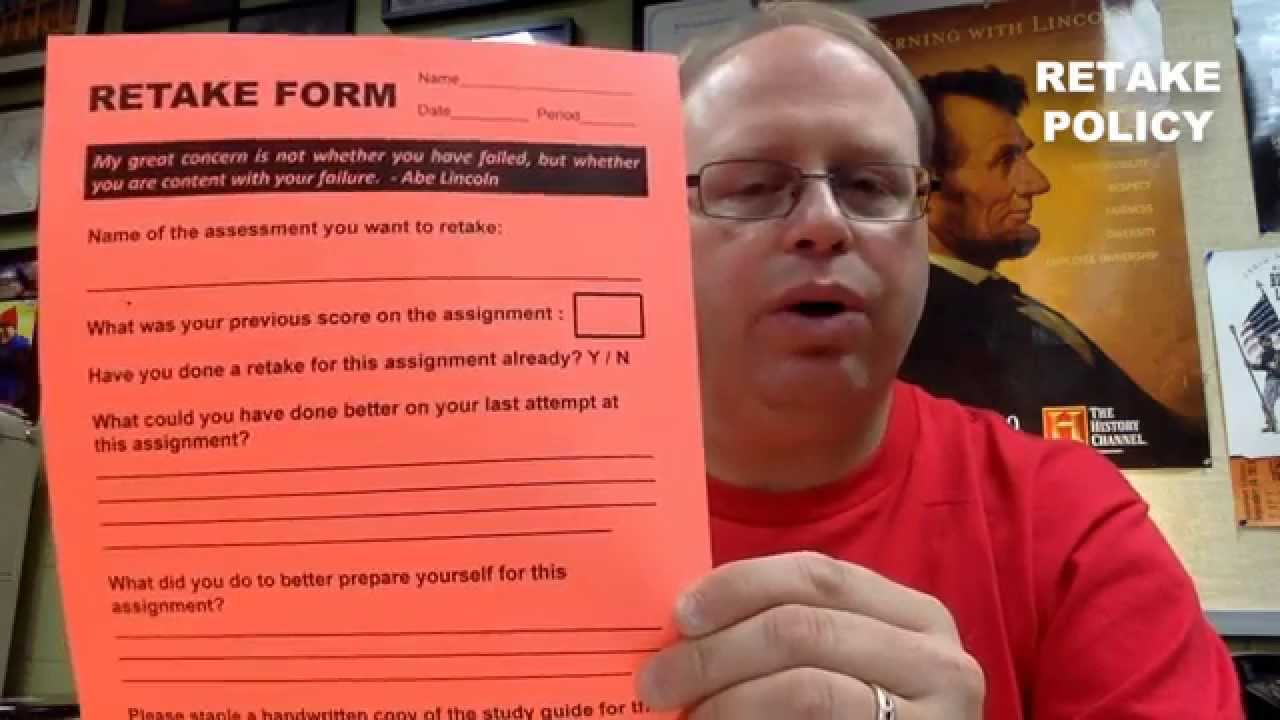 ELanghorst's tweet card. Retake Policy Explanation