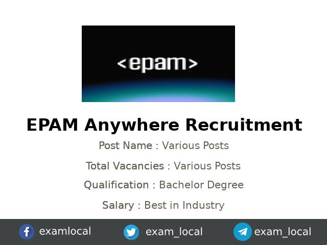 exam_local's tweet card. EPAM Anywhere Recruitment 2024 - EPAM Anywhere is recruiting Various candidates for their Senior Python Developer jobs in India. Before applying for this job