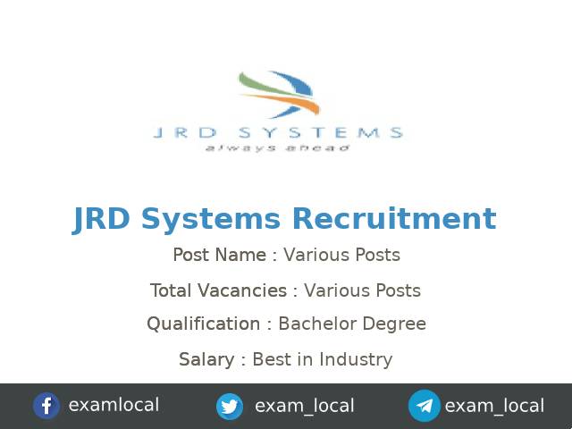 exam_local's tweet card. JRD Systems Recruitment 2024 - JRD Systems is recruiting Various candidates for their Senior Python Developer jobs in Bengaluru, Karnataka, India. Before