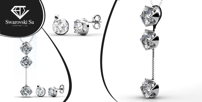 ftyftftftftftft's tweet card. تألقي بحصولك على طقم السوارفسكي الفخم مطلي بالذهب الابيض المكون من قلاده مرصعة بثلاث احجار سواروفسكي مع قرطين مقدمه من Swarovski Sa مقابل 299 ريال (القيمه الحقيقية 1699 ريال)