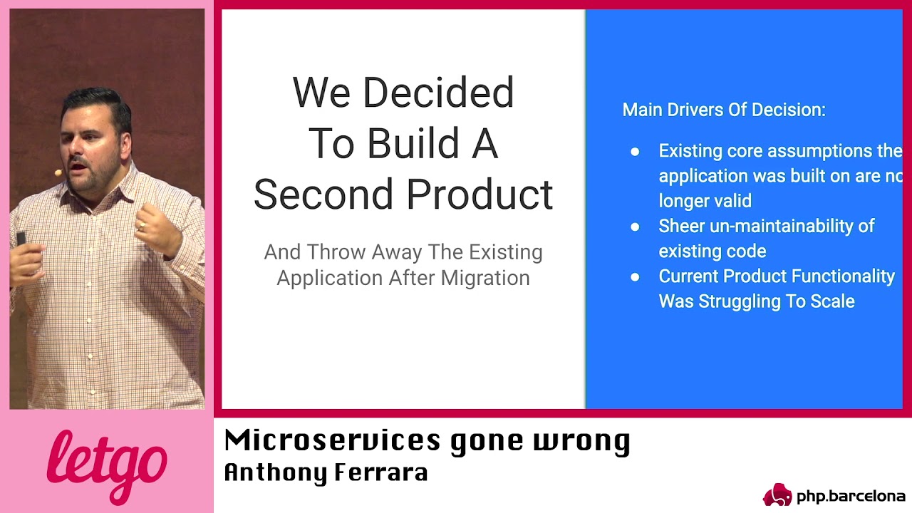 phpbcnconf's tweet card. Anthony Ferrara – Microservices Gone Wrong