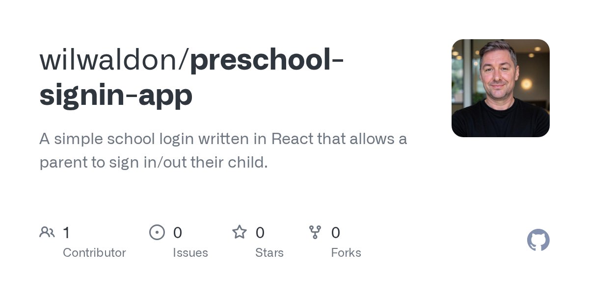 learntodevwil's tweet card. A simple school login written in React that allows a parent to sign in/out their child. - wilwaldon/preschool-signin-app