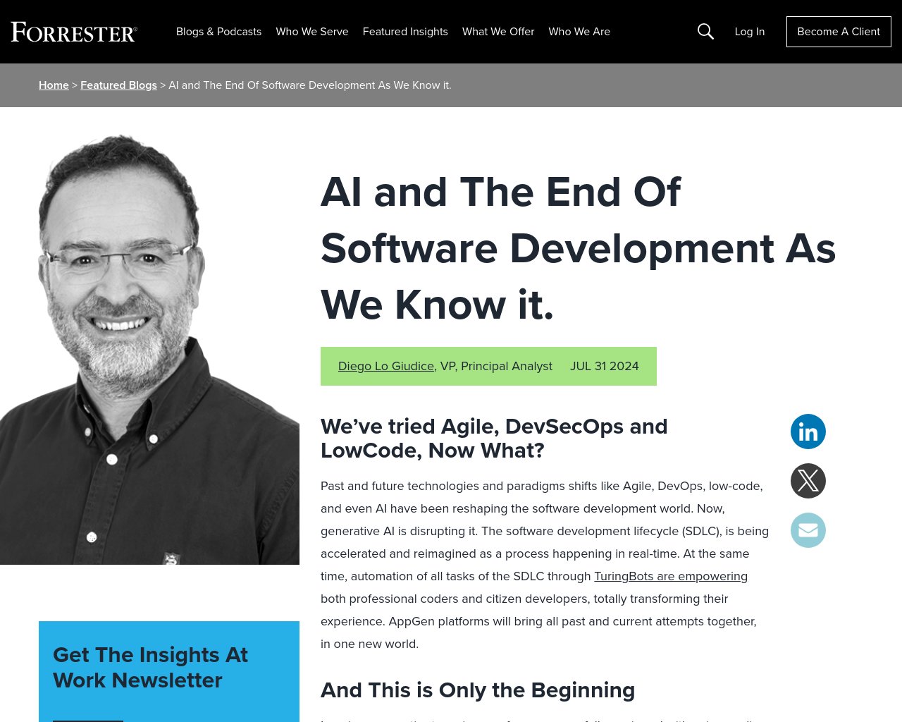 managetech_inc's tweet card. ソフトウェア開発の世界は、アジャイル、DevOps、ローコード、そしてAIなどの過去と未来の技術とパラダイムの