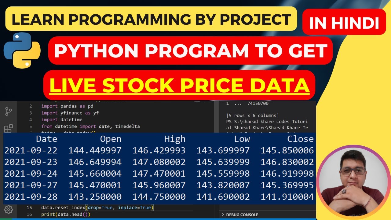 DatacodeSharad's tweet card. Python Program to get Live Stock Price Data || yfinance API for Live...