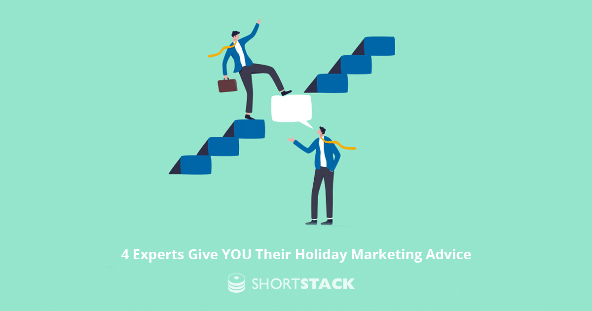 ShortStackLab's tweet card. Discover expert holiday marketing advice from four industry leaders. Learn how to spark joy, build relationships, stay the course, and time your campaigns effectively. Click to read more!