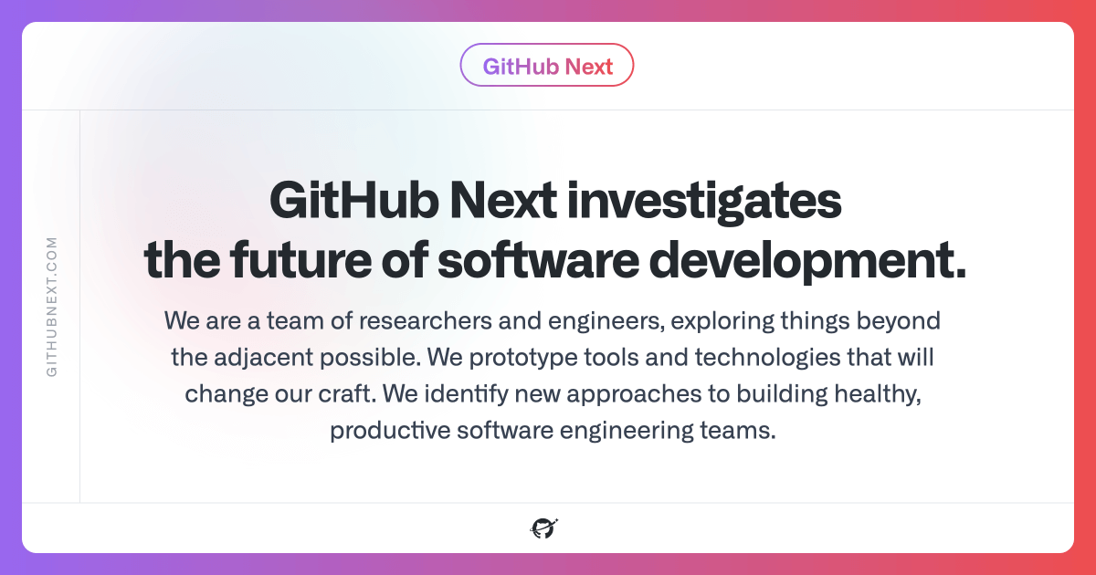 oegerikus's tweet card. GitHub Next investigates the future of software development