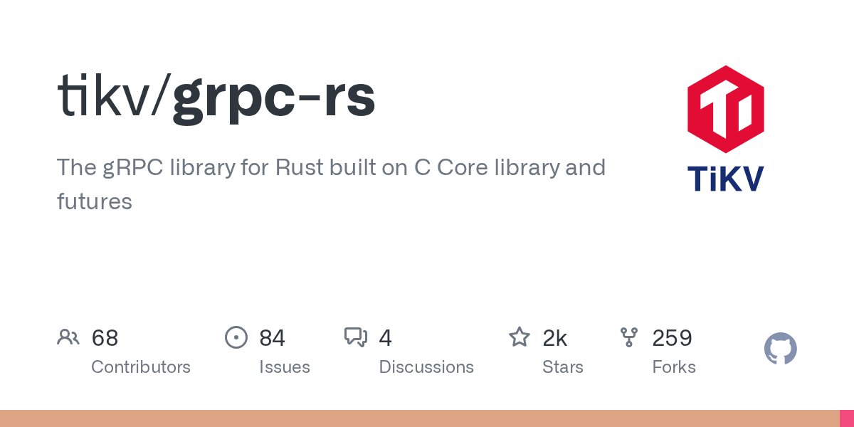 rbtcollins's tweet card. The gRPC library for Rust built on C Core library and futures - tikv/grpc-rs