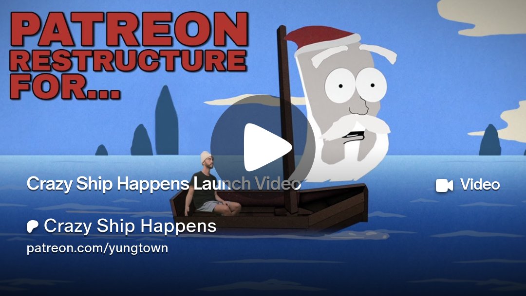 yungtown's tweet card. Get more from Crazy Ship Happens on Patreon