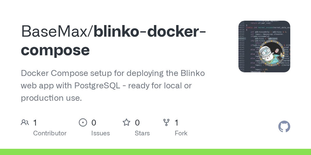 MaxProgram's tweet card. Docker Compose setup for deploying the Blinko web app with PostgreSQL - ready for local or production use. - BaseMax/blinko-docker-compose