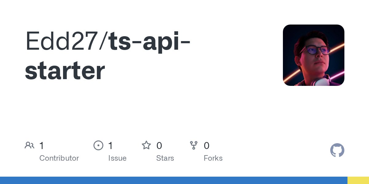 EddDevJs's tweet card. Contribute to Edd27/ts-api-starter development by creating an account on GitHub.