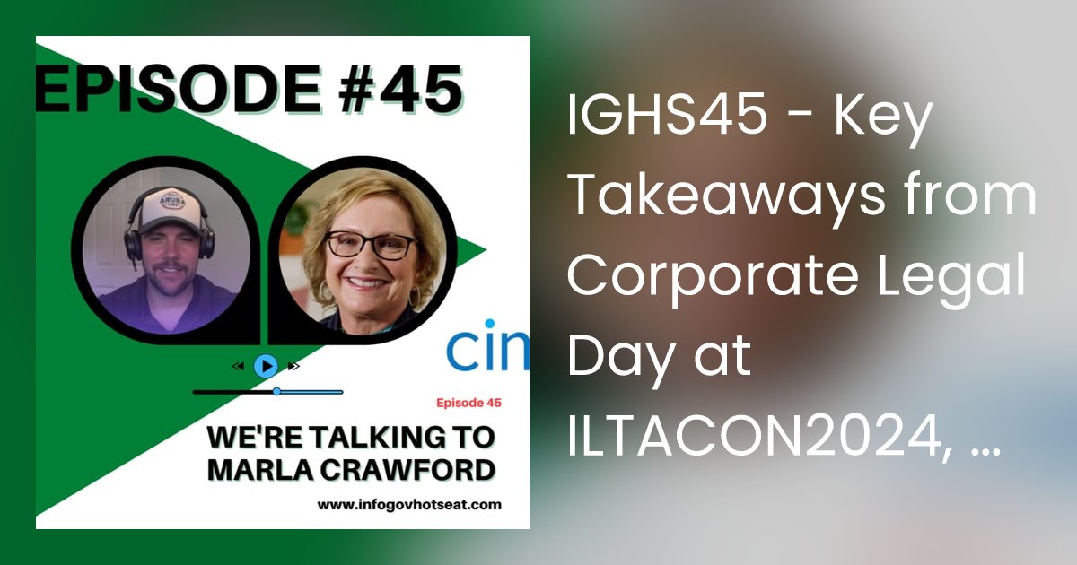 jimerrifield's tweet card. In this episode of the InfoGov Hot Seat, host Jim Merrifield interviews Marla Crawford, General Counsel at Cimplifi. They discuss Marla's background, her experience…