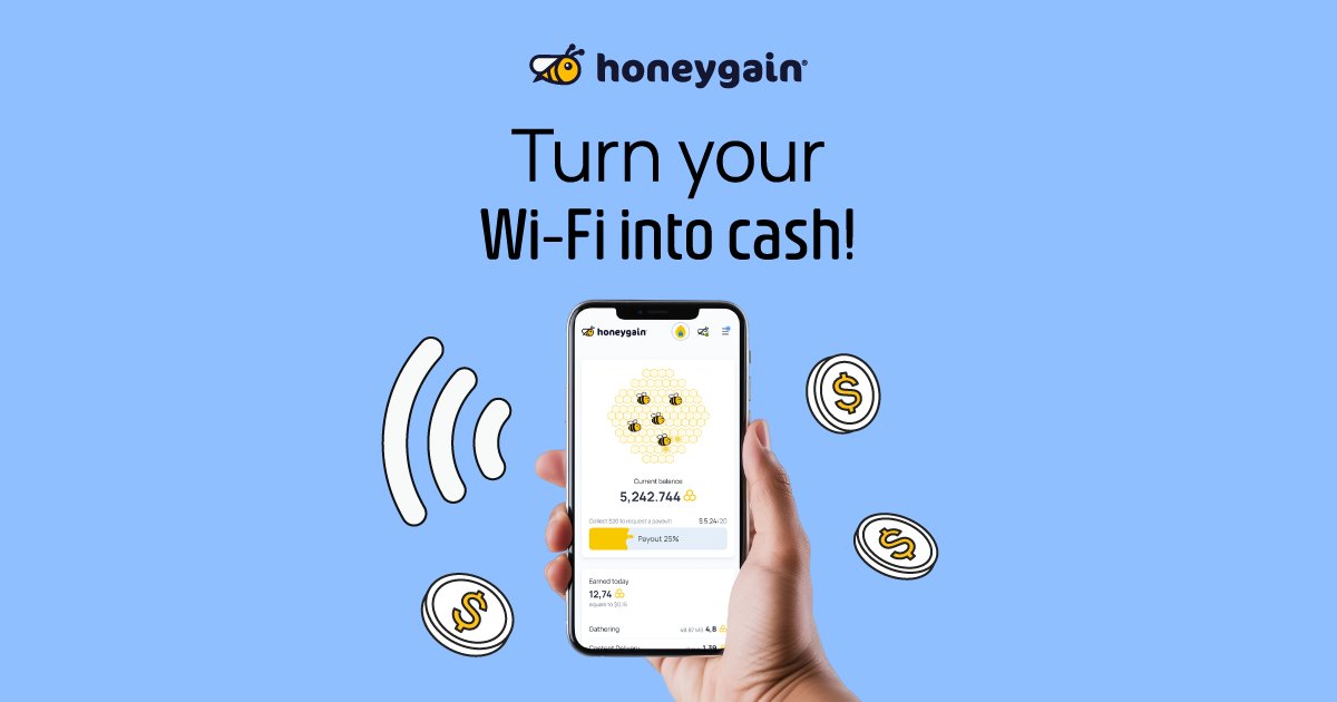 DianaMe67871311's tweet card. Need some extra cash? Take full advantage of your Internet — share your Internet connection and make money effortlessly with Honeygain!
