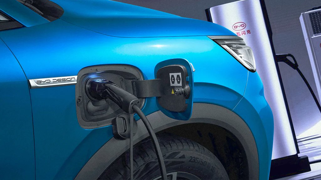 TechOnTires's tweet card. The tech inside BYD's new electric SUV is far ahead of the rest of the world.