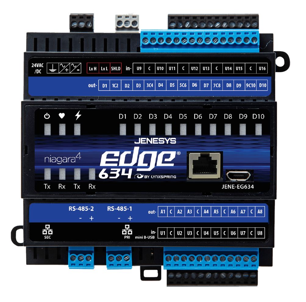 CB_CONTROLS_'s tweet card. NEW JENEsys Edge 634 AVAILABLE LATE SUMMER - Embedded, Full Stack Niagara Framework®, Linux OS - Workbench programmable controller with 34 IO built in and expandable IO - Higher capacity than other...