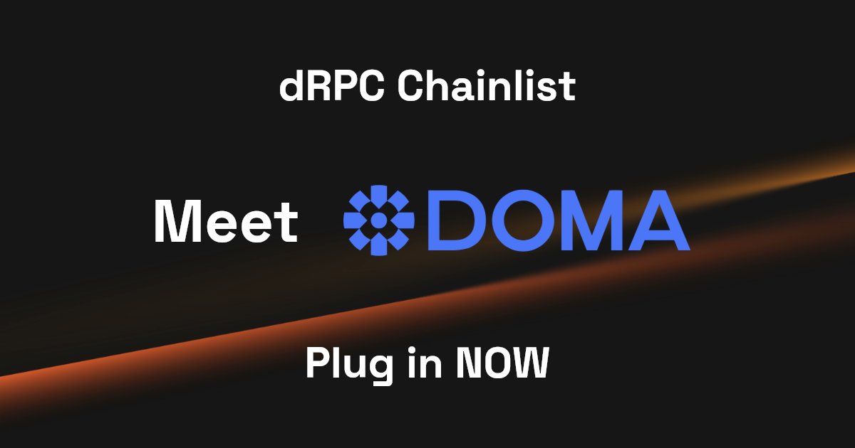 D3inc's tweet card. Start building with Doma RPC APIs. Connect to globally distributed nodes and leverage dRPC's low-latency blockchain infrastructure for your projects.