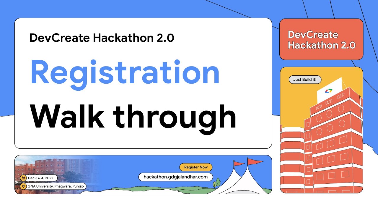 GDGJalandhar's tweet card. DevCreate Hackathon 2.0 Registration Process