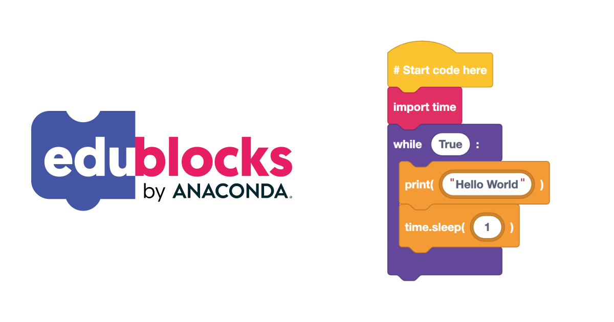 eslweb's tweet card. EduBlocks is a free tool by Anaconda that helps anyone learn how to code with text-based languages like Python or HTML using a familiar drag-and-drop blocks system
