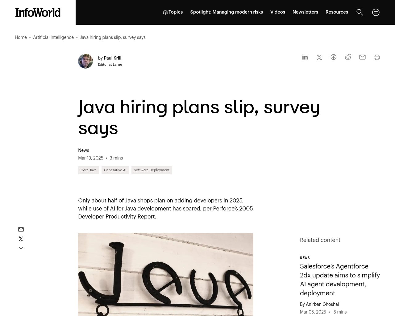 managetech_inc's tweet card. Javaのショップの半数以上（51%）が来年にJava開発者を増やす予定。 2024年の60%から減少。 Pe