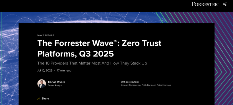 CovTechPartner's tweet card. Zero Trust adoption is accelerating, but how do you decide which platform is right for your business? This independent Forrester Wave™ report evaluates 11 leading Zero Trust vendors across key...