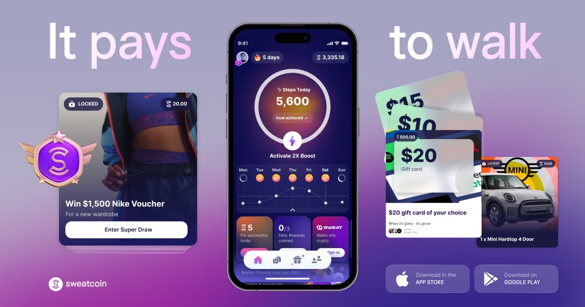 _AndroidOne's tweet card. Join our 170M+ users to become part of the movement economy. Sweatcoin app converts your steps into sweatcoins — virtual currency that you can spend on products and services. It Pays to Walk.
