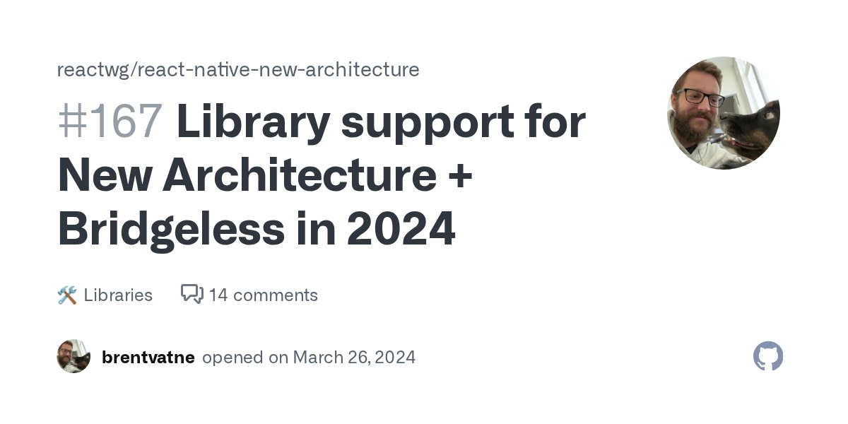 reactnative's tweet card. Notetl;dr: The New Architecture is being rolled out in 2024, and now is a great time to verify and fix compatibility issues in your libraries. React Native 0.74 provides an Interop Layer that great...