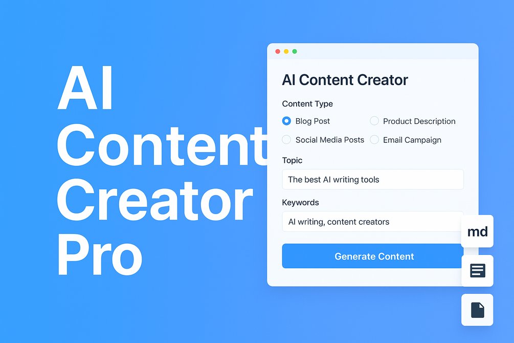scripter8606611's tweet card. AI Content Creator Pro – The Ultimate AI Writing AssistantStop spending endless hours writing, editing, and brainstorming. AI Content Creator Pro is a powerful application that generates SEO blog a...