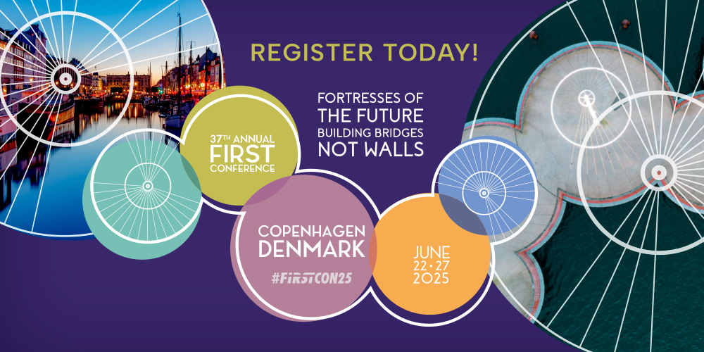 FIRSTdotOrg's tweet card. Register Now: Fortresses of the Future, Building Bridges Not Walls: Copenhagen (DK), June 22-27, 2027.