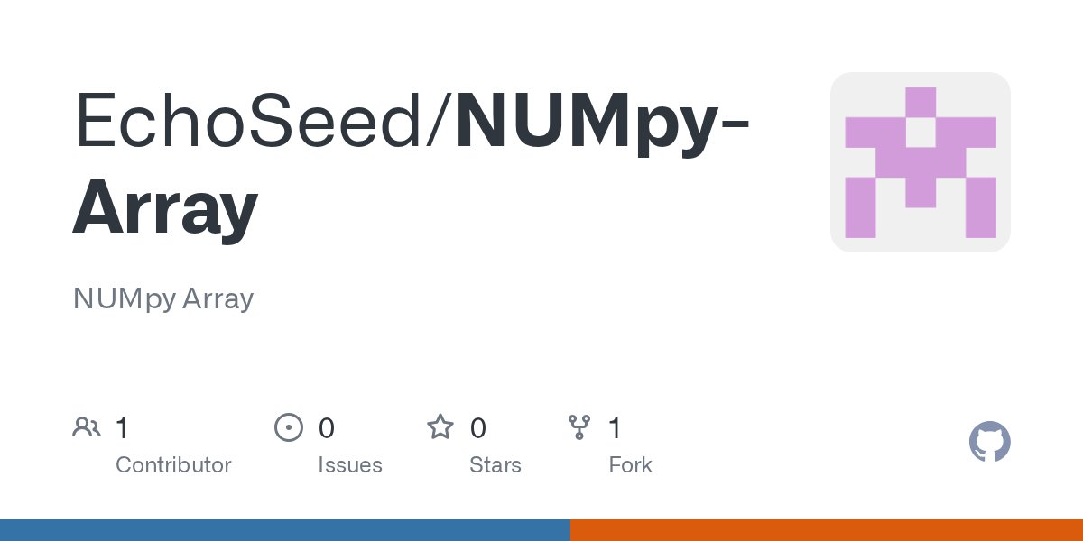 Duhmeee's tweet card. NUMpy Array. Contribute to EchoSeed/NUMpy-Array development by creating an account on GitHub.