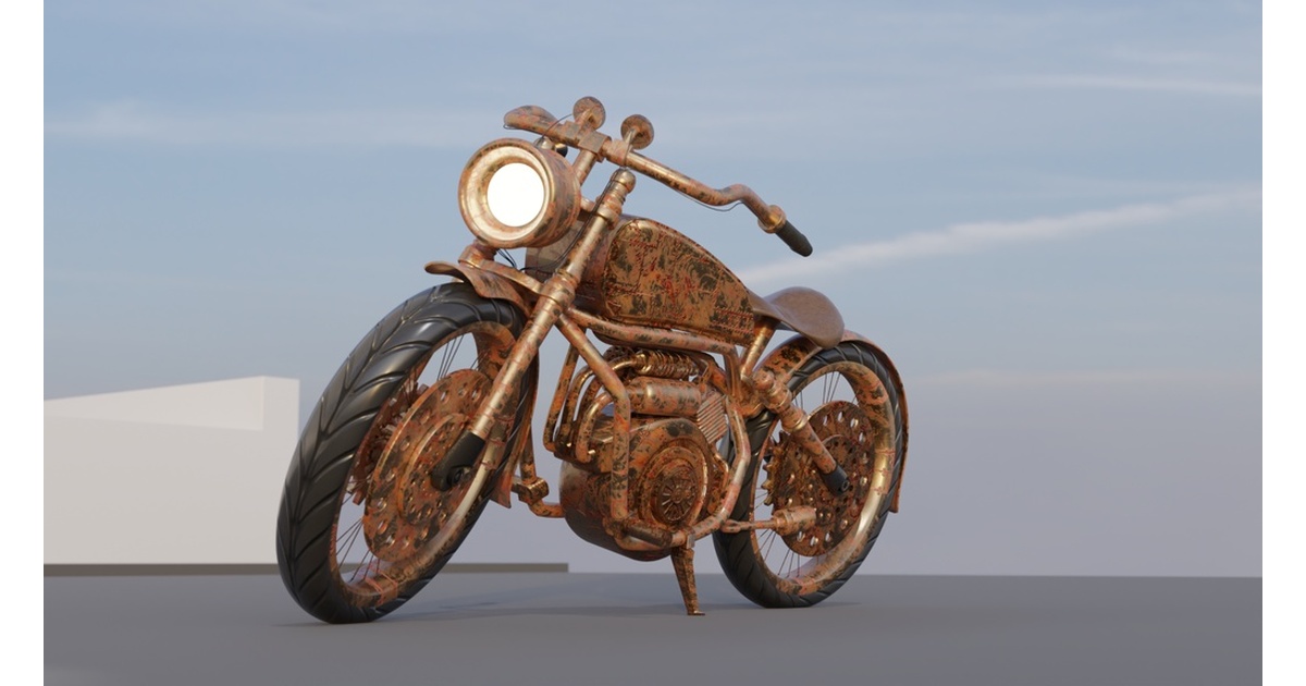 ModelNumber6's tweet card. スチームパンク風でバイク風な乗り物です。 3DデータはFBXファイルのみとなっております。 テクスチャ解像度は2048×2048で作成。 乗り物のみでObj35、△474,694となります。 ※商品画像はBlenderのCyclesで撮影