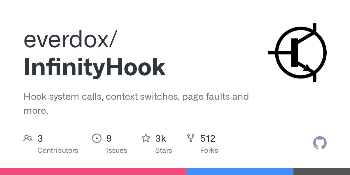 nickeverdox's tweet card. Hook system calls, context switches, page faults and more. - everdox/InfinityHook