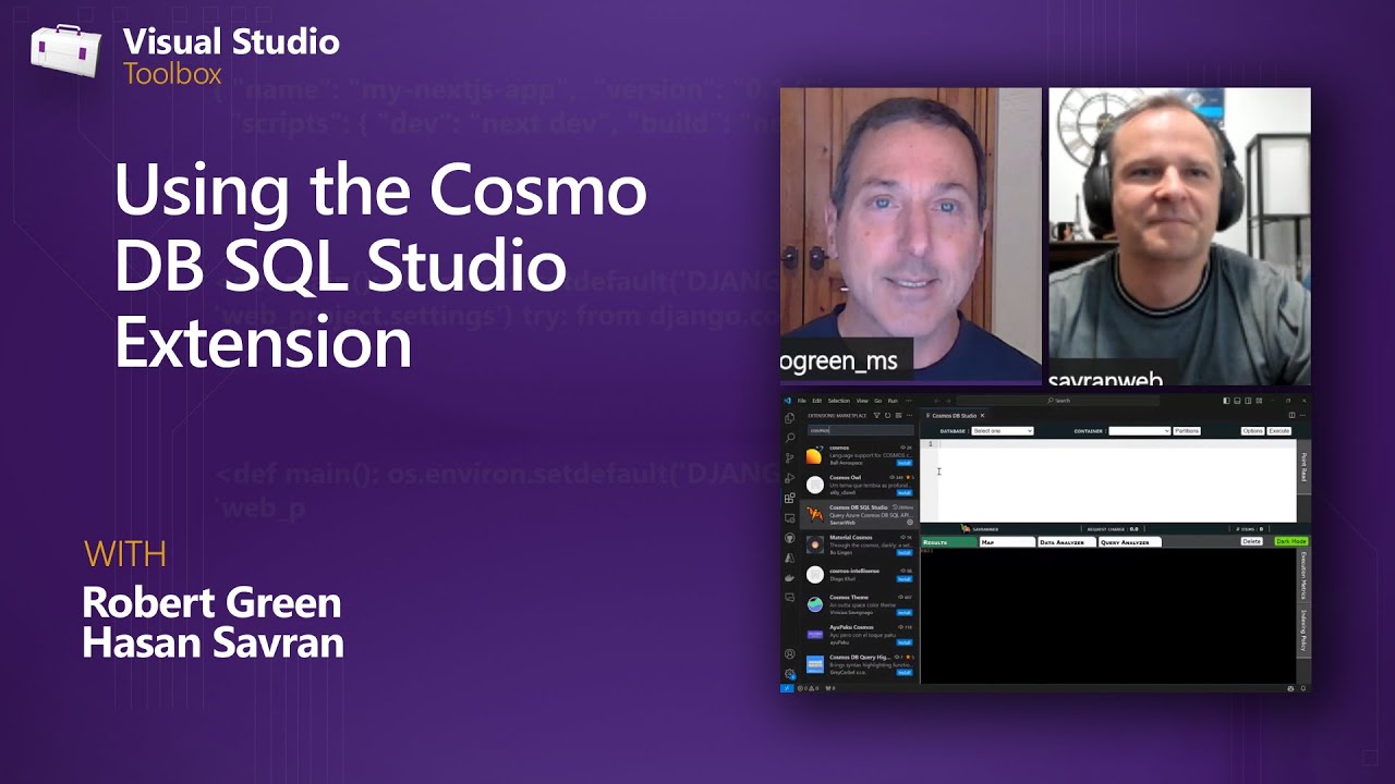 AzureCosmosDB's tweet card. Using the Cosmo DB SQL Studio Extension