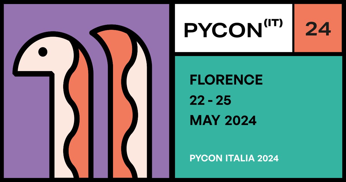 pyconit's tweet card. Join PyCon Italia from the 22th to the 25th of May 2024 in Florence, Italy!
