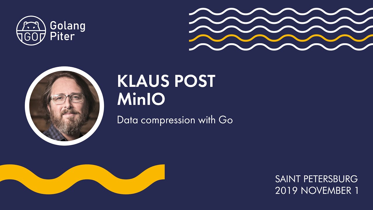 GolangPiter's tweet card. [RUS] Klaus Post: Data compression with Go / #GolangPiter