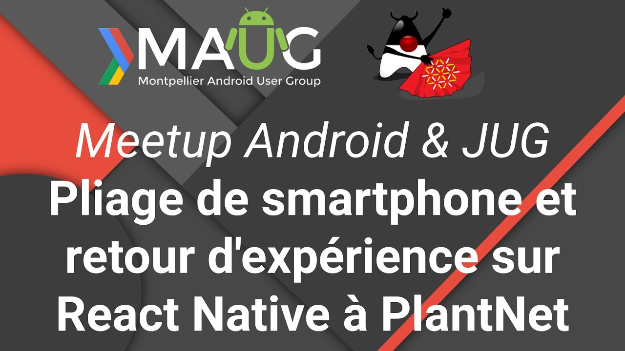 MtpAndroidUG's tweet card. Meetup Android & JUG : Pliage de smartphone et retour d'expérience...