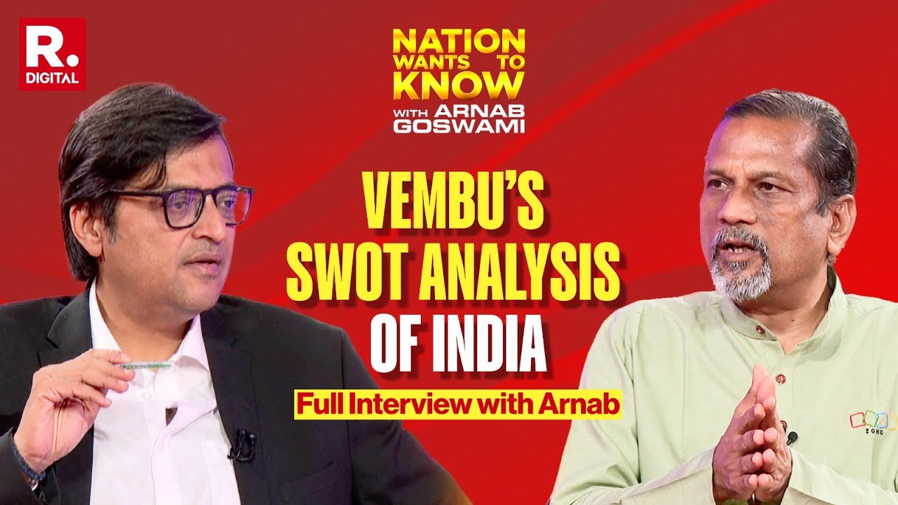 rajuv's tweet card. Zoho’s Sridhar Vembu With Arnab: Flipping the Script on India’s Rise...