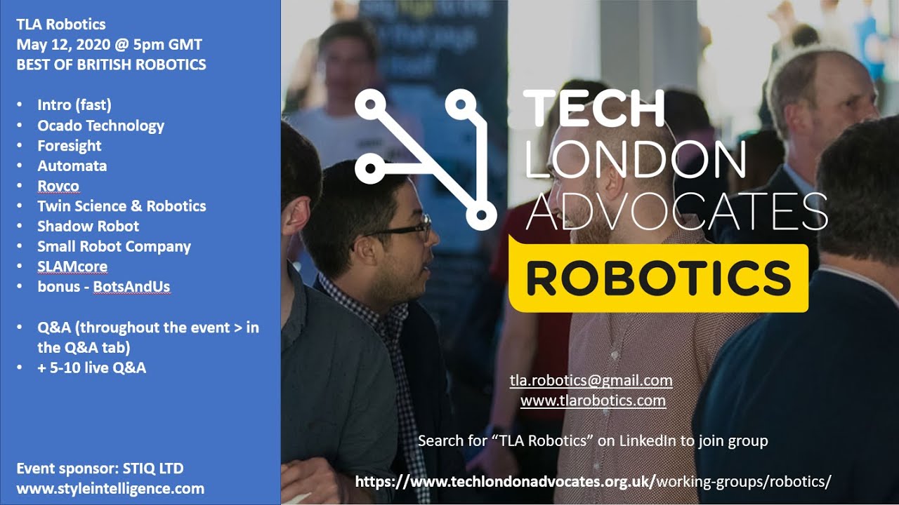TLA_Robotics's tweet card. TLA Robotics: "Best of British Robotics" webinar May 12th, 2021
